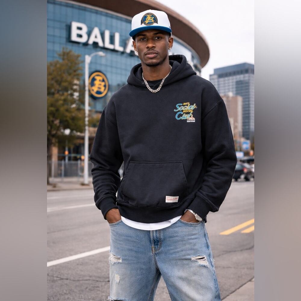 Mitchell & Ness x Anti Social Social Club Denver Nuggets Black Hoodie Men's M